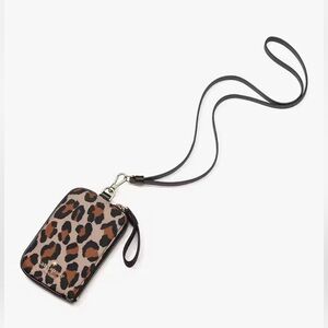 Kate Spade Chelsea Leopard Card Case Lanyard w Zipper | card case ID